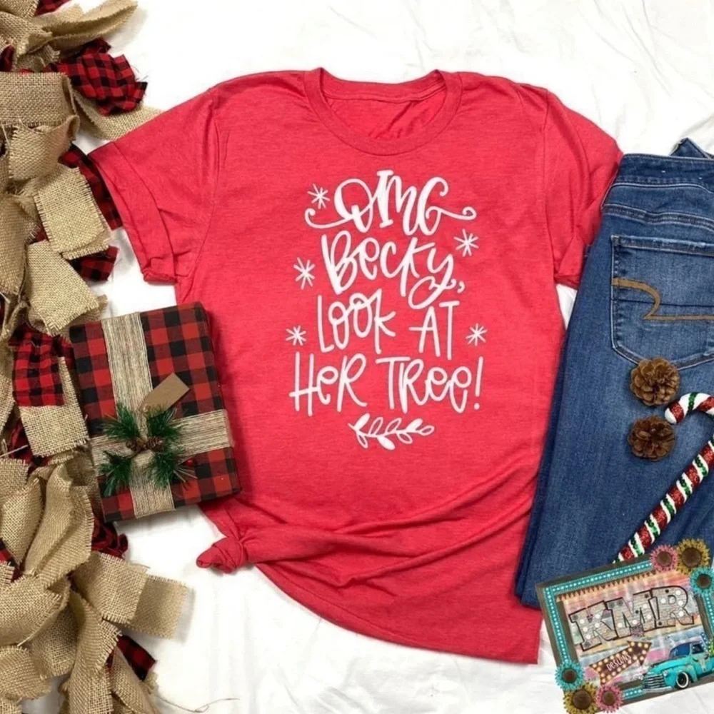 Funny Christmas T-shirt OMG Becky look at her tree size medium